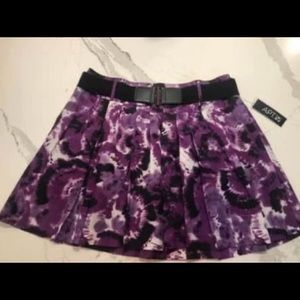 NEW! APT 9 Purple & Black Tie-Dyed Pattern Skirt with Belt